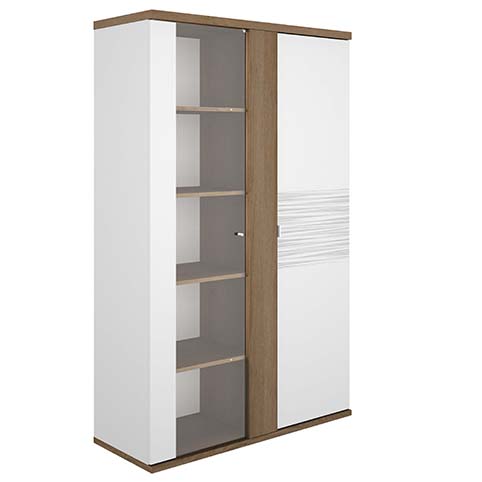 rangement hauteur colonne vitre tablettes portes bois clair blanc otello blanc 2