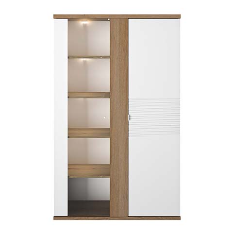 rangement hauteur colonne vitre tablettes portes bois clair blanc otello blanc 3