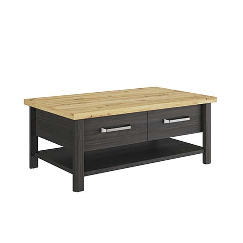 table basse tiroirs bois clair noir sequoia 1