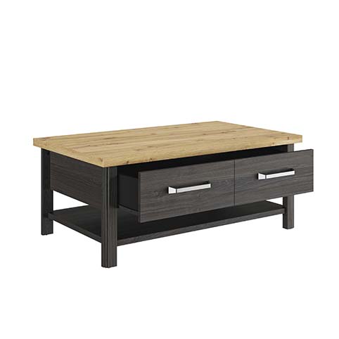 table basse tiroirs bois clair noir sequoia 2