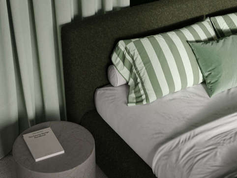 italy bedframe green close up