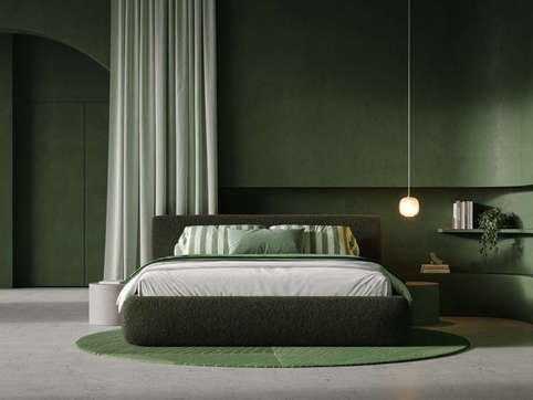 italy bedframe green frontaal