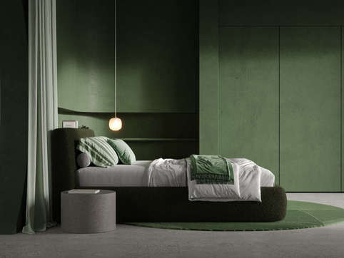 italy bedframe green side view