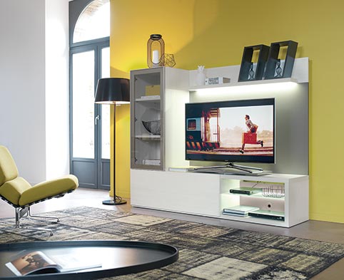 Meuble Complement Tv Blanc Contemporain