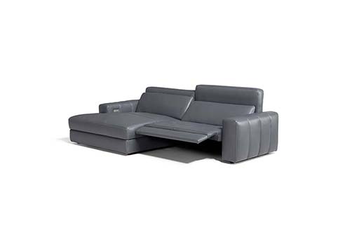 Canape angle design cuir gris taupe relax