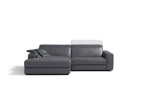 Canape angle design cuir gris taupe relax