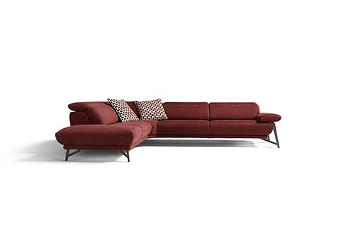 canape angle moderne tissu rouge