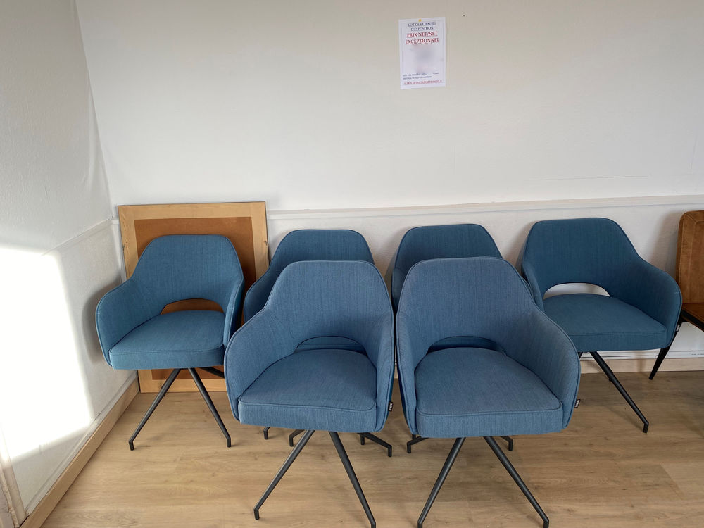 LOT DE 6 CHAISES PIVOTANTES CH093 TISSU BLEU
