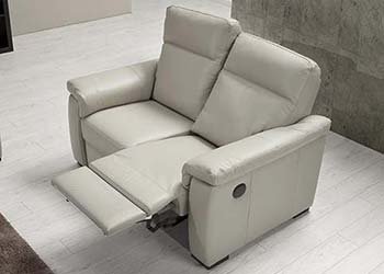 Canape Droit Creme Cuir 2 Places Relax