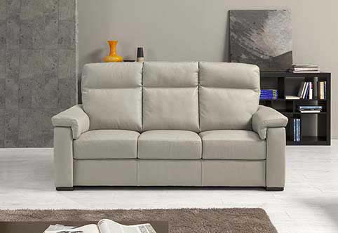 Canape Droit Creme Cuir Vachette 3 Places