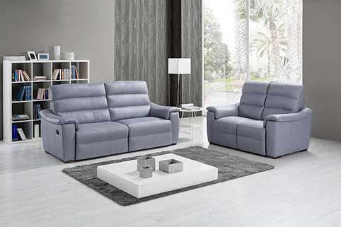 Canape Droit Cuir Classique Relax Bleu