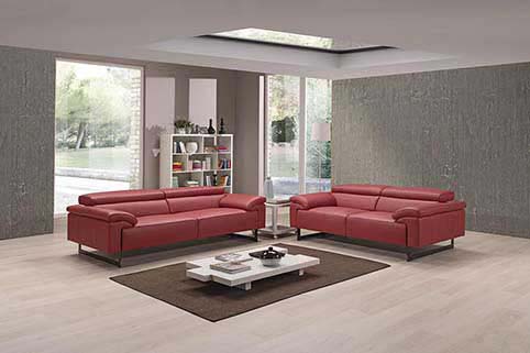 Canape Droit Vachette Design Rouge 2