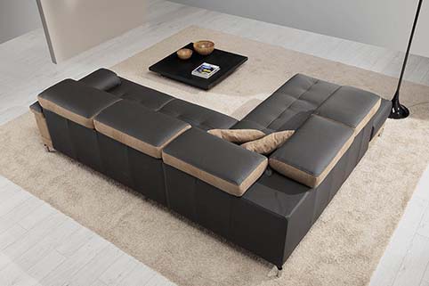 Canape Droit Design Fibre Noir Beige 5