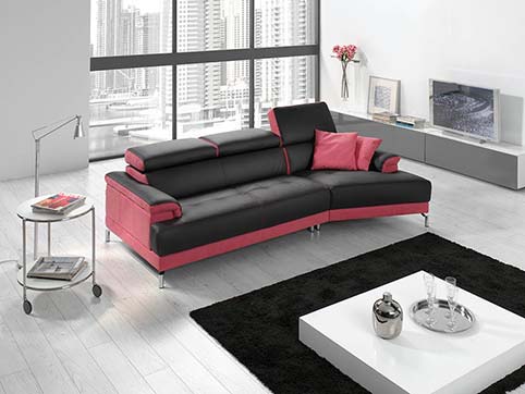 Canape Droit Design Fibre Rouge 4