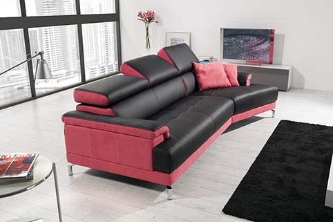 Canape Droit Design Fibre Rouge