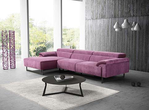 Canape Angle Contemporain Tissu Fuchsia